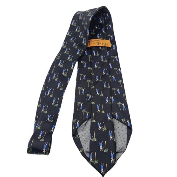 Tango Tropicalo | Golfer Printed Black 100% Silk Tie - Picture 9 of 9